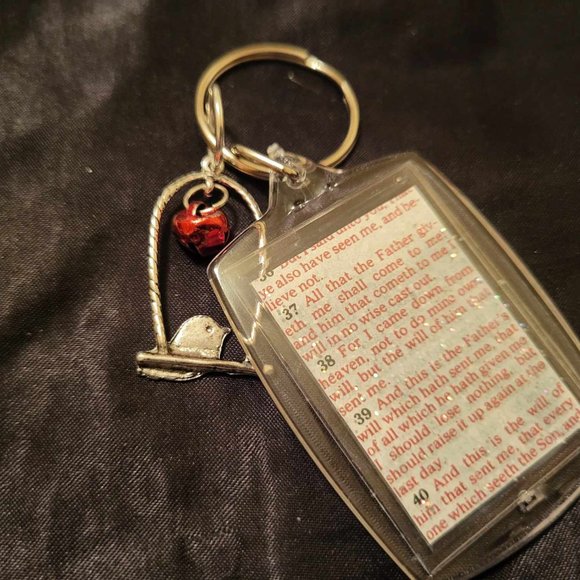 Biblical Scripture Keychain with Bird Pendant - Picture 3 of 3